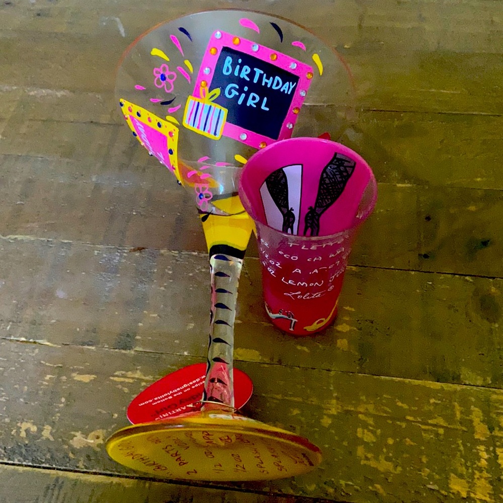 birthday girl martini glass and Tletto shot glass